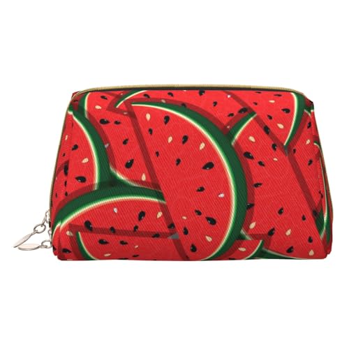 Make-up-Tasche, Motiv: rote Wassermelone, Reise-Kosmetiktasche, bedrucktes Leder, wasserdicht, Reise-Make-up-Organizer, weiß, Einheitsgröße von HAHAFU