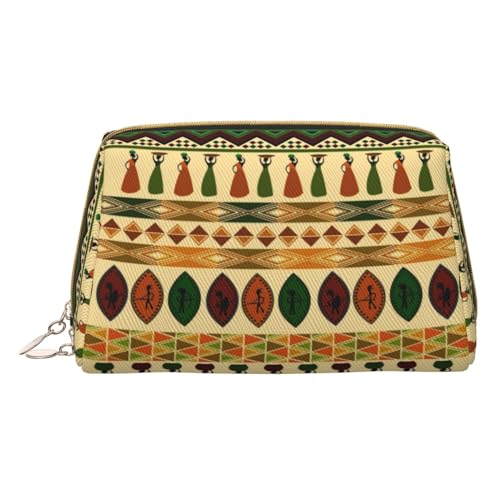 Make-up-Tasche im Bohemia-Stil, traditionelles afrikanisches Muster, personalisierbar, Reise-Kosmetiktasche, bedrucktes Leder, wasserdicht, Reise-Make-up-Organizer, weiß, Einheitsgröße von HAHAFU