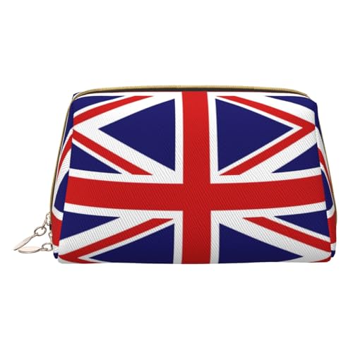 Make-up-Tasche mit UK-Flagge, Reise-Kosmetiktasche, bedrucktes Leder, wasserdicht, Reise-Make-up-Organizer, weiß, Einheitsgröße von HAHAFU