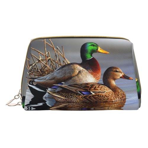 Mallard Duck Make-up-Tasche, Reise-Kosmetiktasche, bedrucktes Leder, wasserdicht, Reise-Make-up-Organizer, weiß, Einheitsgröße von HAHAFU