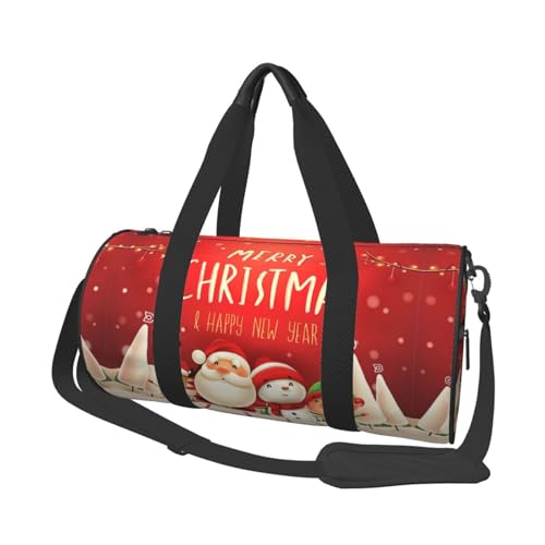 Merry Christmas Reisetasche, Organizer, Sporttasche, Turnbeutel, großer Druck, Polyester, Schultertasche für Damen und Herren, Schwarz , Einheitsgröße von HAHAFU