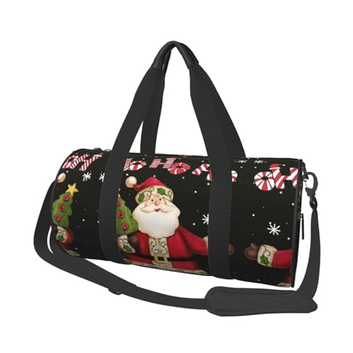 Merry Christmas Reisetasche, Organizer, Sporttasche, Turnbeutel, großer Druck, Polyester, Schultertasche für Damen und Herren, Schwarz , Einheitsgröße von HAHAFU