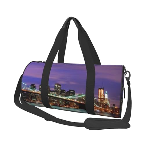 New York Night Reisetasche, Organizer, Sporttasche, Turnbeutel, großer Druck, Polyester, Schultertasche für Damen und Herren, Schwarz , Einheitsgröße von HAHAFU