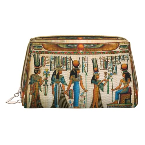 Personalisierbare Make-up-Tasche für Frauen im alten Ägypten, Reise-Kosmetiktasche, bedrucktes Leder, wasserdicht, Reise-Make-up-Organizer, weiß, Einheitsgröße von HAHAFU