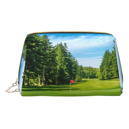 Personalisierbare Make-up-Tasche für Golfplatz, Reise-Kosmetiktasche, bedrucktes Leder, wasserdicht, Reise-Make-up-Organizer, weiß, Einheitsgröße von HAHAFU