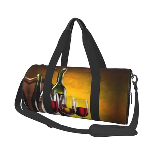 Reisetasche, Sporttasche, Sporttasche, Turnbeutel, groß, bedruckt, Polyester, Schultertasche für Damen und Herren, Schwarz , Einheitsgröße von HAHAFU