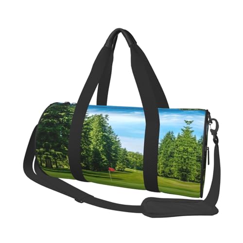 Reisetasche für Golfplatz, Rasen, Organizer, Sporttasche, Turnbeutel, großer Druck, Polyester, Schultertasche für Damen und Herren, Schwarz , Einheitsgröße von HAHAFU