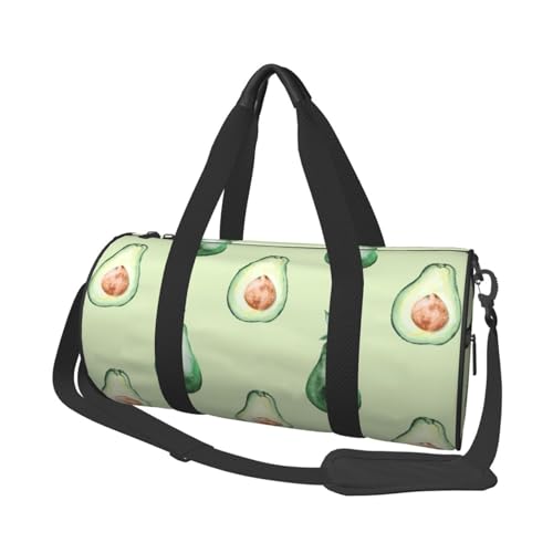 Reisetasche mit Avocado-Muster, Sporttasche, Turnbeutel, großer Druck, Polyester, Schultertasche für Damen und Herren, Schwarz , Einheitsgröße von HAHAFU