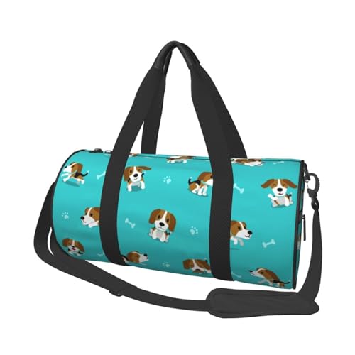 Reisetasche mit Cartoon-Motiv, Sporttasche, Turnbeutel, großer Druck, Polyester, Schultertasche für Damen und Herren, Schwarz , Einheitsgröße von HAHAFU