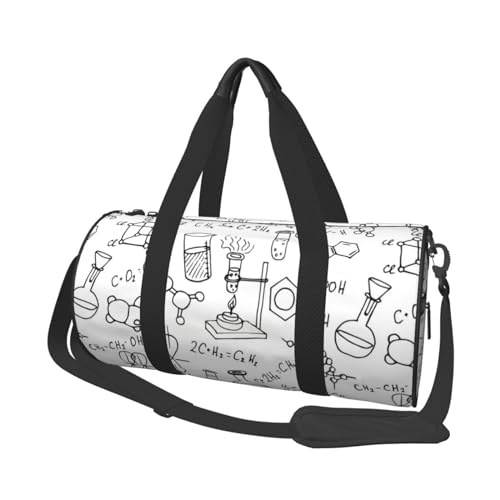 Reisetasche mit Chemie-Druck, Sporttasche, Turnbeutel, großer Druck, Polyester, Schultertasche für Damen und Herren, Schwarz , Einheitsgröße von HAHAFU