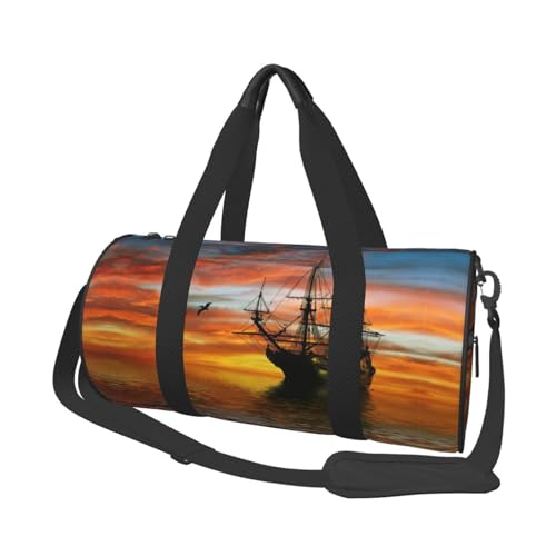 Reisetasche mit Kreuzfahrtschiff, Organizer, Sporttasche, Turnbeutel, großer Druck, Polyester, Schultertasche für Damen und Herren, Schwarz , Einheitsgröße von HAHAFU