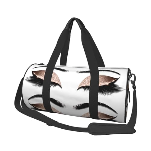 Reisetasche mit Wimpernmuster, Organizer, Sporttasche, Turnbeutel, großer Druck, Polyester, Schultertasche für Damen und Herren, Schwarz , Einheitsgröße von HAHAFU