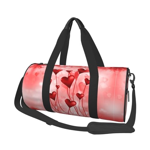 Reisetasche mit abstraktem Herzmotiv, Sporttasche, Turnbeutel, großer Druck, Polyester, Schultertasche für Damen und Herren, Schwarz , Einheitsgröße von HAHAFU