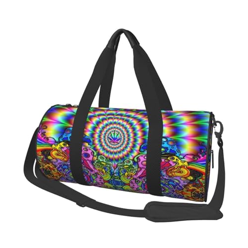 Reisetasche mit abstraktem Pilzmuster, Organizer, Sporttasche, Turnbeutel, großer Druck, Polyester, Schultertasche für Damen und Herren, Schwarz , Einheitsgröße von HAHAFU