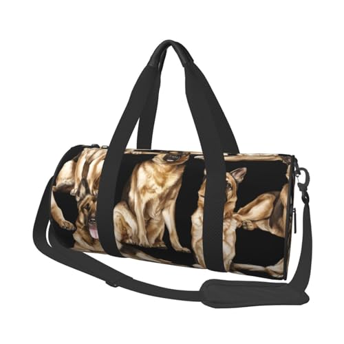 Reisetasche mit deutschem Schäferhund, Organizer, Sporttasche, Turnbeutel, großer Druck, Polyester, Schultertasche für Damen und Herren, Schwarz , Einheitsgröße von HAHAFU