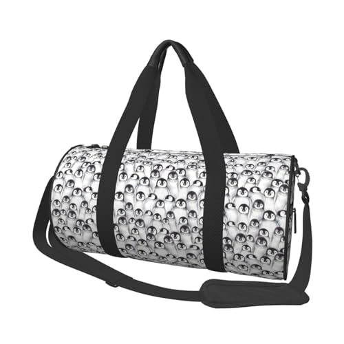 Reisetasche mit niedlichem Pinguin-Skizzenmuster, Sporttasche, Turnbeutel, großer Druck, Polyester, Schultertasche für Damen und Herren, Schwarz , Einheitsgröße von HAHAFU