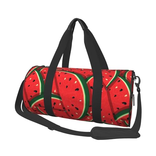 Rote Wassermelonen-Reisetasche, Organizer, Sporttasche, Turnbeutel, großer Druck, Polyester, Schultertasche für Damen und Herren, Schwarz , Einheitsgröße von HAHAFU