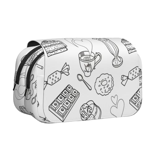 Schwarzes Federmäppchen mit Klappdeckel, doppelschichtiges Federmäppchen, großes Fassungsvermögen (für 50 Stifte/Bleistifte), Volldruck, strapazierfähiges Polyester, Schul- und Bürobedarf von HAHAFU