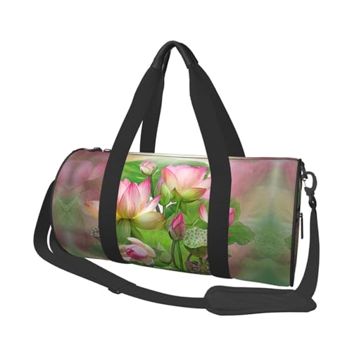 Spirit of The Lotus Reisetasche, Organizer, Sporttasche, Turnbeutel, großer Druck, Polyester, Schultertasche für Damen und Herren, Schwarz , Einheitsgröße von HAHAFU