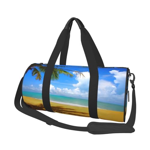 Sunset Palm Reisetasche, Organizer, Sporttasche, Turnbeutel, großer Druck, Polyester, Schultertasche für Damen und Herren, Schwarz , Einheitsgröße von HAHAFU