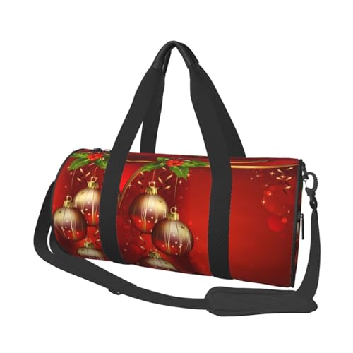 Weihnachtliche rote Laterne, Reisetasche, Organizer, Sporttasche, Turnbeutel, großer Druck, Polyester, Schultertasche für Damen und Herren, Schwarz , Einheitsgröße von HAHAFU