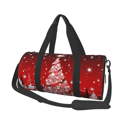 Weihnachts-Dekoration, Hintergrund, Reisetasche, Organizer, Sporttasche, Turnbeutel, großer Druck, Polyester, Schultertasche für Damen und Herren, Schwarz , Einheitsgröße von HAHAFU