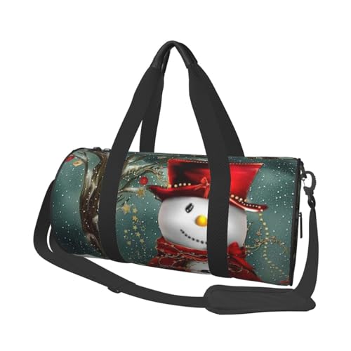 Weihnachts-Reisetasche, Organizer, Sporttasche, Turnbeutel, groß, bedruckt, Polyester, Schultertasche für Damen und Herren, Schwarz , Einheitsgröße von HAHAFU