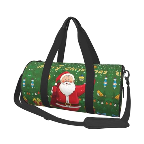 Weihnachtstasche, Weihnachtsmann, Reisetasche, Organizer, Sporttasche, Turnbeutel, großer Druck, Polyester, Schultertasche für Damen und Herren, Schwarz , Einheitsgröße von HAHAFU