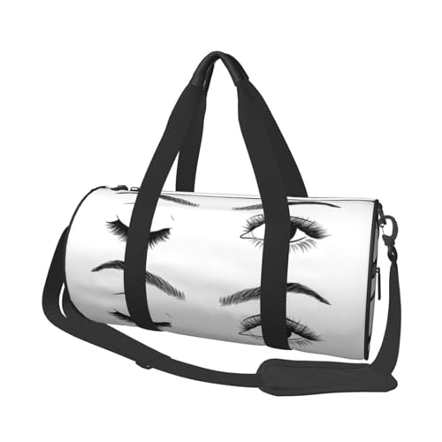 Wimpern-Reisetasche, Organizer, Sporttasche, Turnbeutel, großer Druck, Polyester, Schultertasche für Damen und Herren, Schwarz , Einheitsgröße von HAHAFU