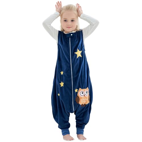 HAHASHOW Baby Schlafsack mit Füßen Mädchen und Junge Schlafstrampler Schlafsack mit Beinen 1-3 Jahre Eule von HAHASHOW