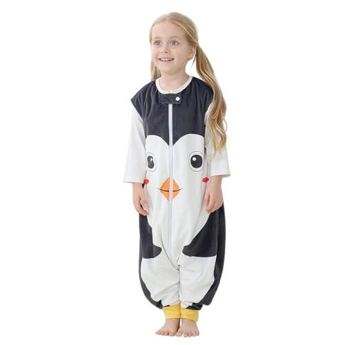 HAHASHOW Baby Schlafsack mit Füßen Mädchen und Junge Schlafstrampler Schlafsack mit Beinen 1-3 Jahre Pinguin von HAHASHOW