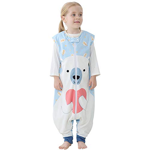 HAHASHOW Baby Schlafsack mit Füßen Mädchen und Junge Schlafstrampler Schlafsack mit Beinen 5-6 Jahre Bär von HAHASHOW
