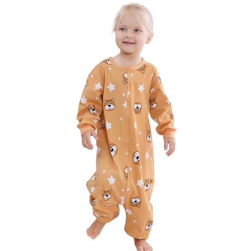 HAHASHOW Baby Sommer Schlafsack mit Füßen Baumwolle Schlafsack mit Langen Ärmeln Mädchen und Junge Schlafsack mit Beinen 4-6 Jahre von HAHASHOW
