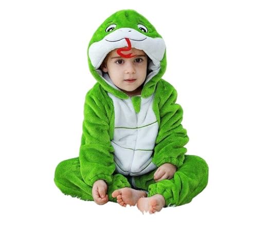 HAHASHOW Strampler Neugeborene,Baby Overall Winter,Flanell Baby Schlafanzug mit Kapuze,Tier Jumpsuit für Kinder,18-24 Monate,Grüne Schlange von HAHASHOW