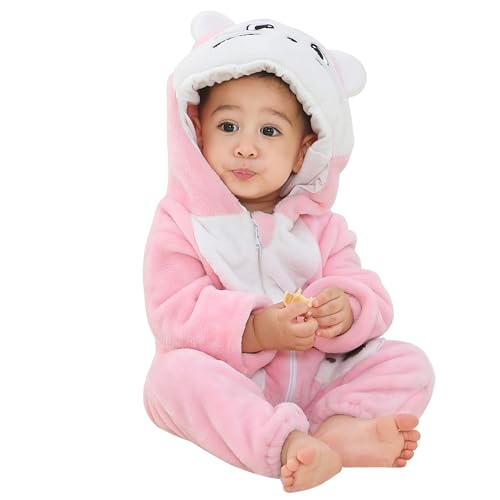 HAHASHOW Baby Winter Schneeanzug Kleinkind Strampler Baby Flanell Tier Jumpsuit, Overalls Onesies für Junge und Mädchen, 18-24 Monate, Kat von HAHASHOW