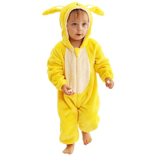 HAHASHOW Baby Winter Spielanzug, Kleinkind Flanell Schlafanzug Strampler Pyjama kostüm Bekleidung Karikatur Tier Jumpsuit für mädchen und Junge, 0-6 Monate，Maus von HAHASHOW