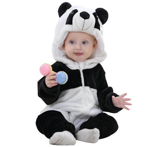 HAHASHOW Baby Winter Spielanzug Baby Schlafanzug Flanell Strampler Pyjama kostüm Bekleidung Karikatur Overalls Onesies für mädchen und Junge，18-24 Monate，Panda von HAHASHOW