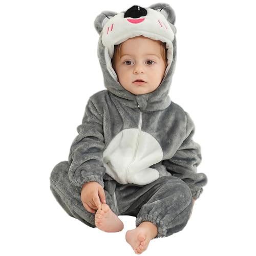 HAHASHOW Baby Winter Spielanzug Baby Schlafanzug Flanell Strampler Pyjama kostüm Bekleidung Karikatur Overalls Onesies für mädchen und Junge，3-6 Monate，Koala von HAHASHOW