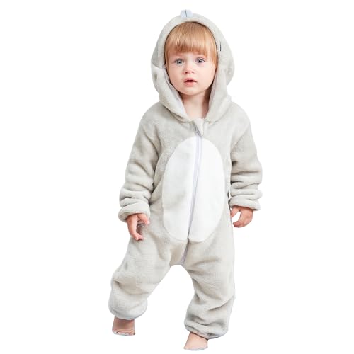 HAHASHOW Baby Winter Spielanzug Baby Schlafanzug Flanell Strampler Pyjama kostüm Bekleidung Karikatur Overalls Onesies für mädchen und Junge，3-6 Monate，Maus von HAHASHOW