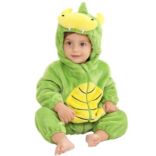 HAHASHOW Baby Winter Spielanzug Baby Schlafanzug Flanell Strampler Pyjama kostüm Bekleidung Karikatur Overalls Onesies für mädchen und Junge，6-12 Monate，Dinosaurier von HAHASHOW