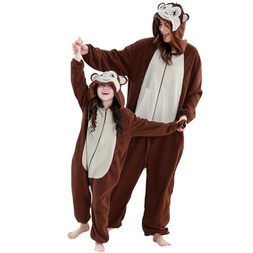 HAHASHOW Kinder Bodysuit Pyjama mit Kapuze - Weicher Flanell Schlafanzug für Jungen & Mädchen - Cartoon Tier Design (Halloween-Motive) - Unisex Strampler für Winter & Partys von HAHASHOW
