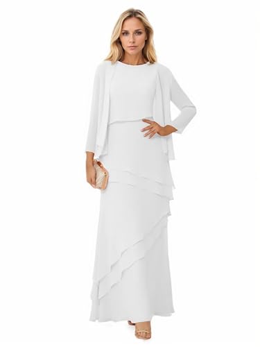 HAIBFJIN Elegante 2-teilige Chiffon Abendkleider 3/4 Ärmel Kleider für Mutter der Braut Lange Formale Abendkleider von HAIBFJIN