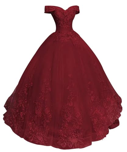 HAIBFJIN Quinceanera Kleider Damen Prinzessin Ballkleider Langes Abendkleid Mit Spitzenapplikationen Tüll Abendkleider HAIBFJIN Quinceanera Kleider Damen Prinzessin Ballkleider Langes Abendkleid Mit Spitzenapplikationen Tüll Abendkleider von HAIBFJIN