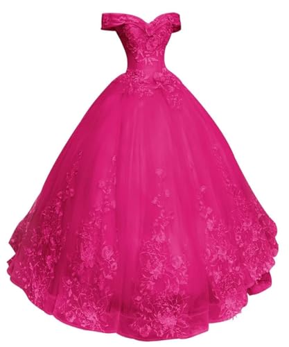 HAIBFJIN Quinceanera Kleider Damen Prinzessin Ballkleider Langes Abendkleid Mit Spitzenapplikationen Tüll Abendkleider HAIBFJIN Quinceanera Kleider Damen Prinzessin Ballkleider Langes Abendkleid Mit Spitzenapplikationen Tüll Abendkleider von HAIBFJIN