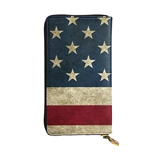 Baseball-Leder-Damen-Geldbörse, niedliche Clutch-Geldbörse für Damen, minimalistisch, wasserdicht, Kartenhalter, Clutch-Tasche, US-Flagge, Einheitsgröße, Minimalistisch von HAICOM