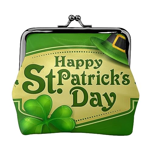 Baseball-Münzgeldbörse, Leder-Münzgeldbörse für Damen und Herren, persönliche kleine Münztasche, niedliche Münztasche mit Kussschloss, Happy St. Patrick's Day, Einheitsgröße, Niedlich von HAICOM