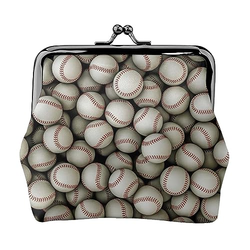 Baseball-Münzgeldbörse, Leder-Münzgeldbörse für Damen und Herren, persönliche kleine Münztasche, niedliche Münztasche mit Kussschloss, baseball, Einheitsgröße, Niedlich von HAICOM