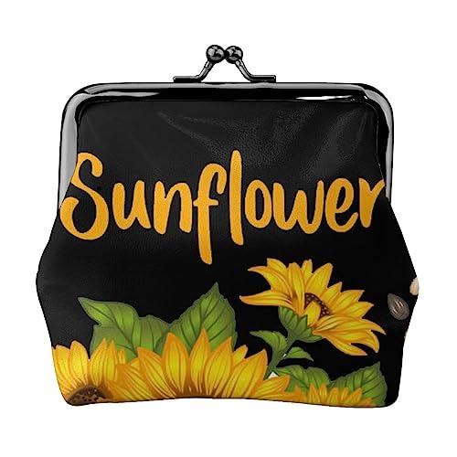 Bowlingball-Münzgeldbörse, Leder-Münzgeldbörse für Damen und Herren, persönliche kleine Münztasche, niedliche Münztasche mit Kussschloss, sonnenblume, Einheitsgröße, Niedlich von HAICOM