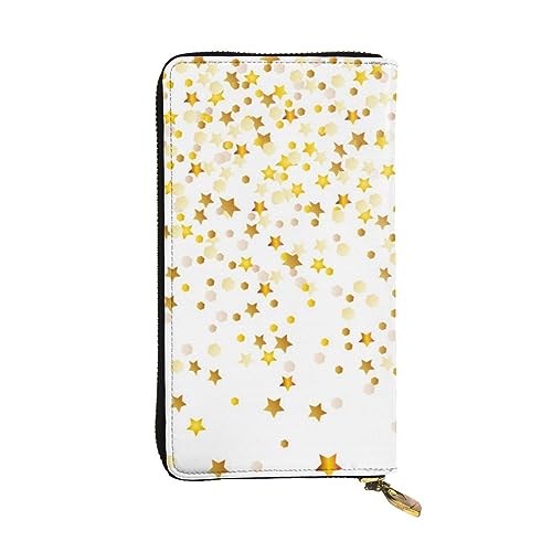 Damen-Geldbörse aus Leder, Motiv: Sonnenuntergang am Strand, niedlich, minimalistisch, wasserdicht, Kartenhalter, Clutch-Tasche, Sparsed Dreamy Stars and Spots, Einheitsgröße von HAICOM