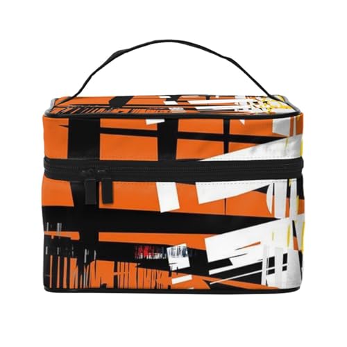 HAICOM Make-up-Tasche, Organizer, groß, Strand und Sonnenuntergang, bedruckte Reise-Kosmetiktasche mit Reißverschluss für Damen und Make-up-Künstler, tragbare quadratische Tasche, Lebendige von HAICOM